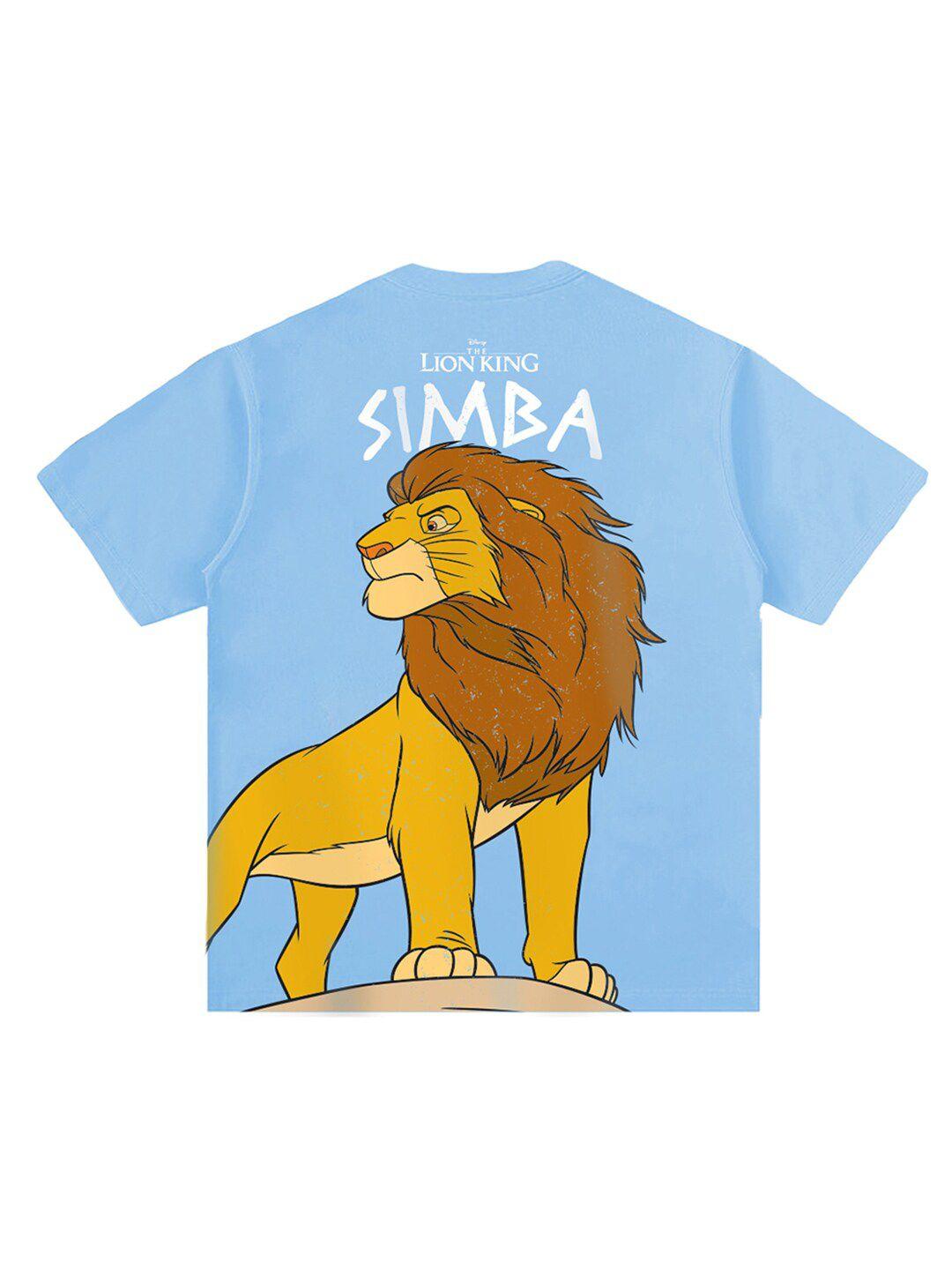 bonkers corner unisex blue simba printed cotton oversized t-shirt