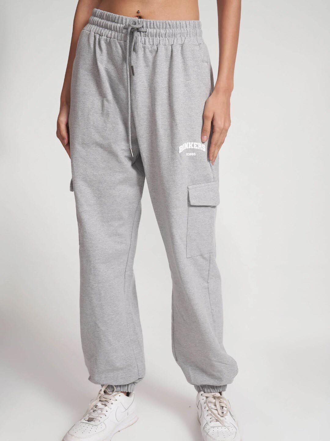 bonkers corner women grey relaxed cotton cargo track pants