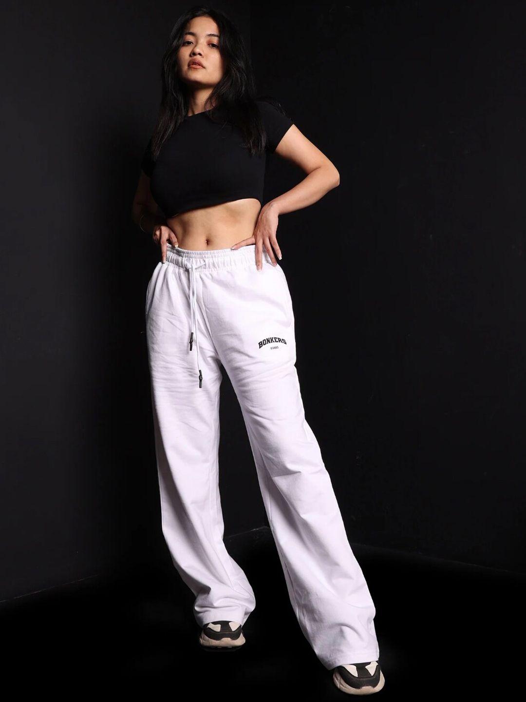 bonkers corner women white cotton relaxed track pant