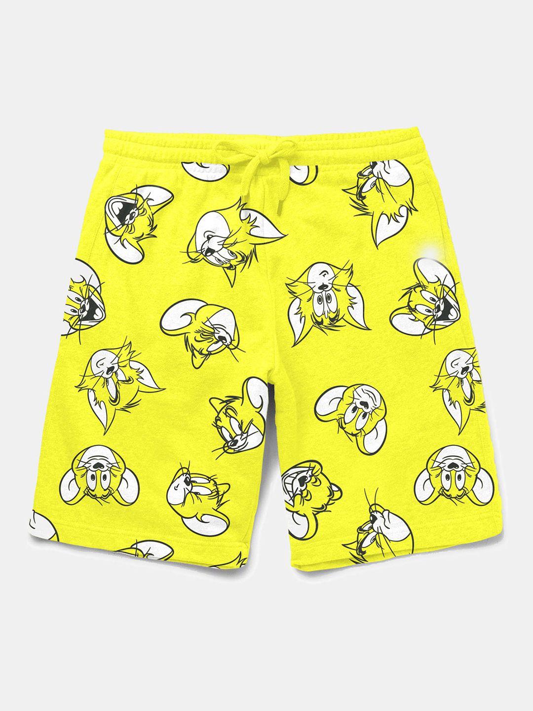 bonkids boys yellow printed tom & jerry shorts