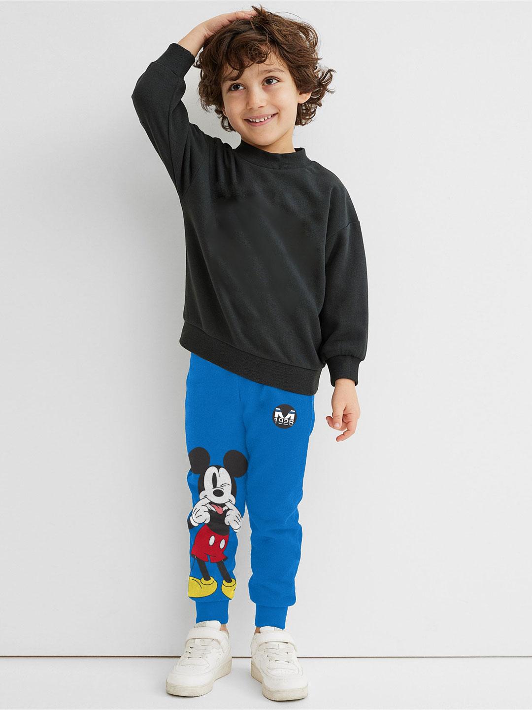 bonkids boys blue mickey mouse printed joggers