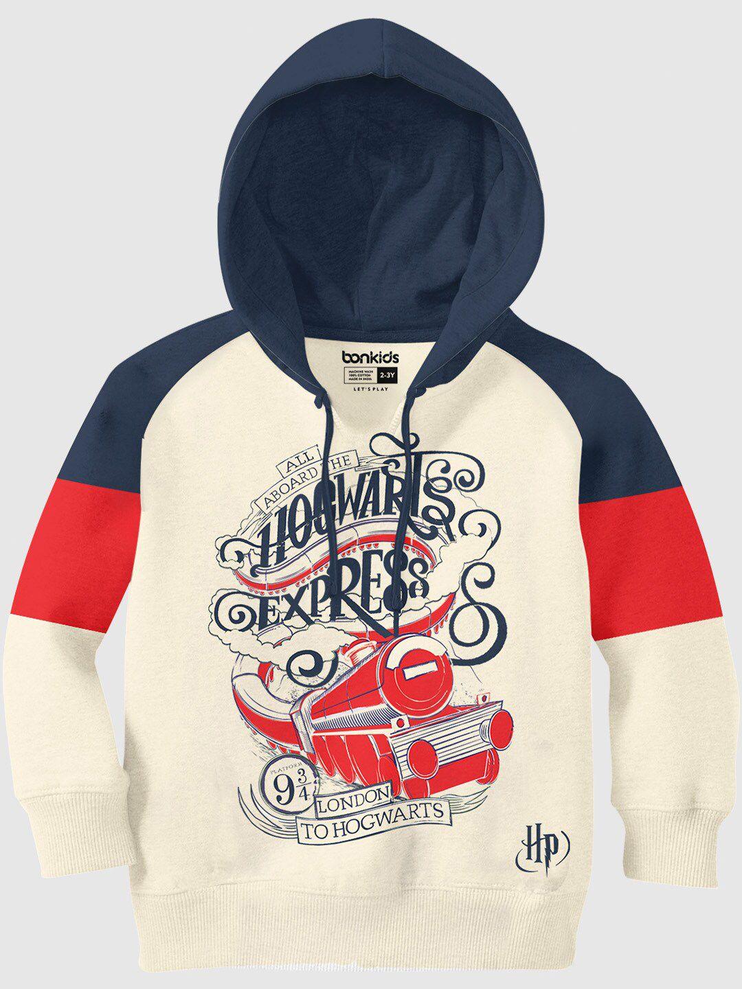 bonkids boys graphic printed hooded cotton pullover