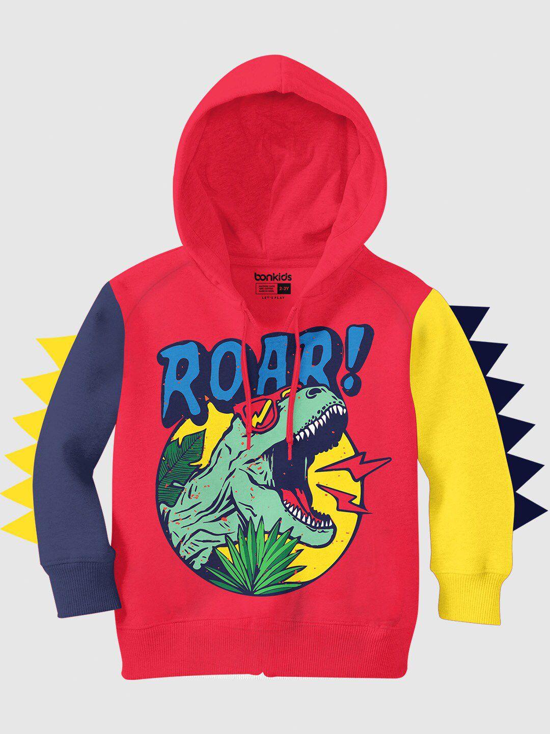 bonkids boys graphic printed hooded cotton pullover