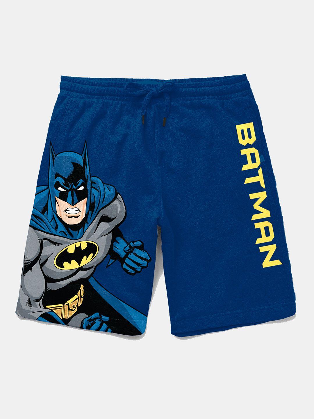bonkids boys navy blue batman printed shorts