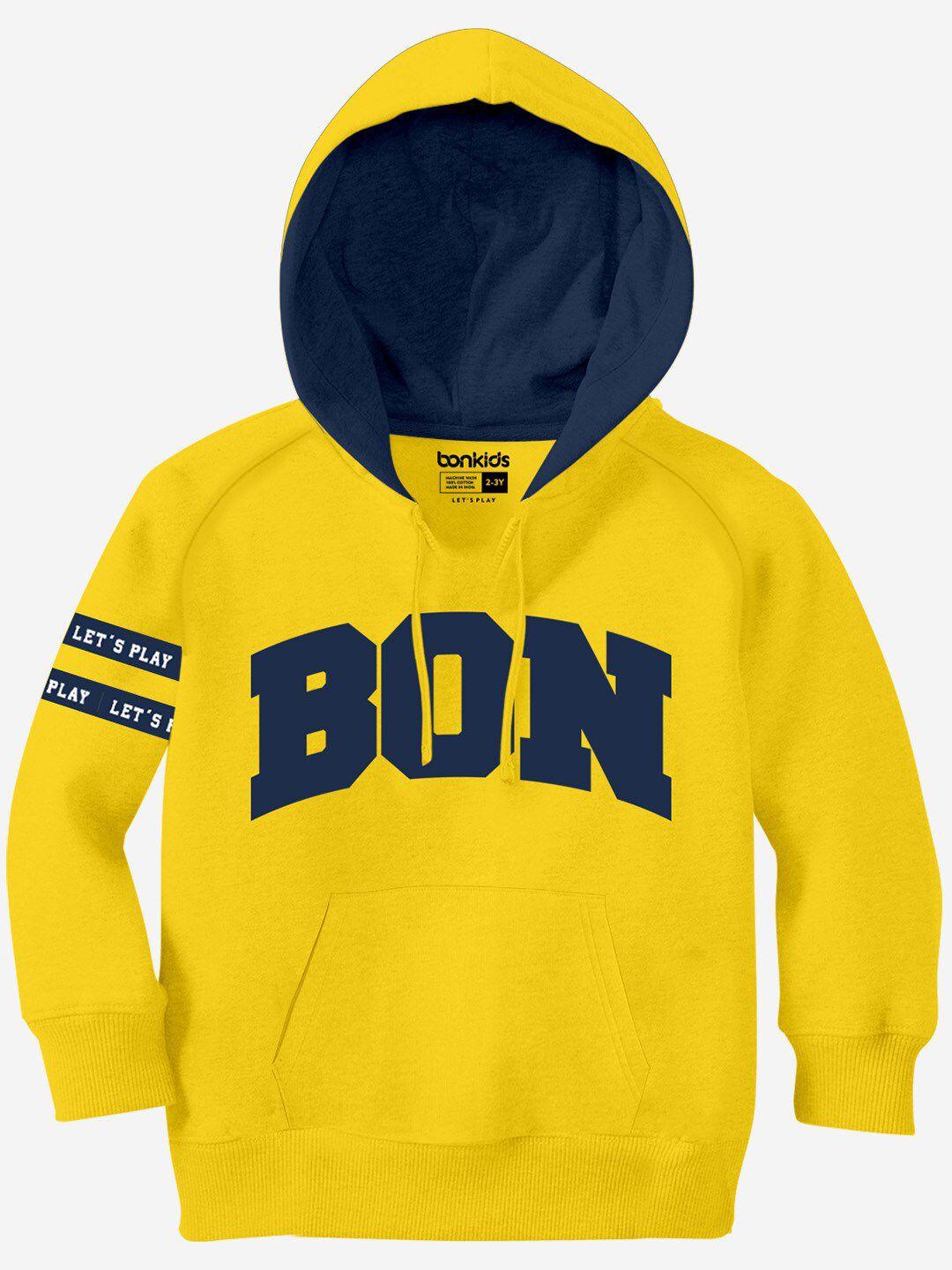 bonkids boys printed cotton hooded sweatshirt