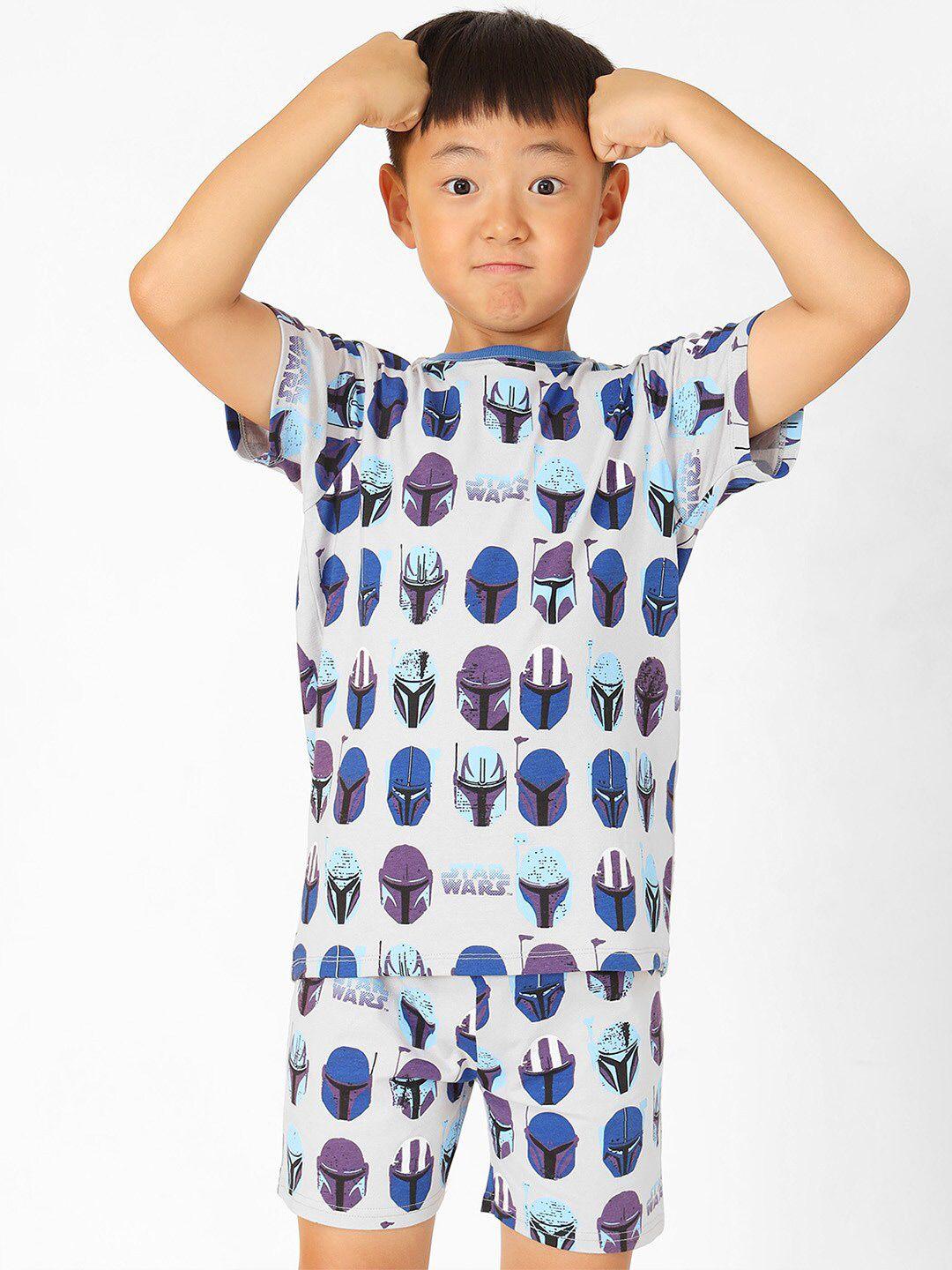 bonkids boys printed pure cotton t-shirt with shorts