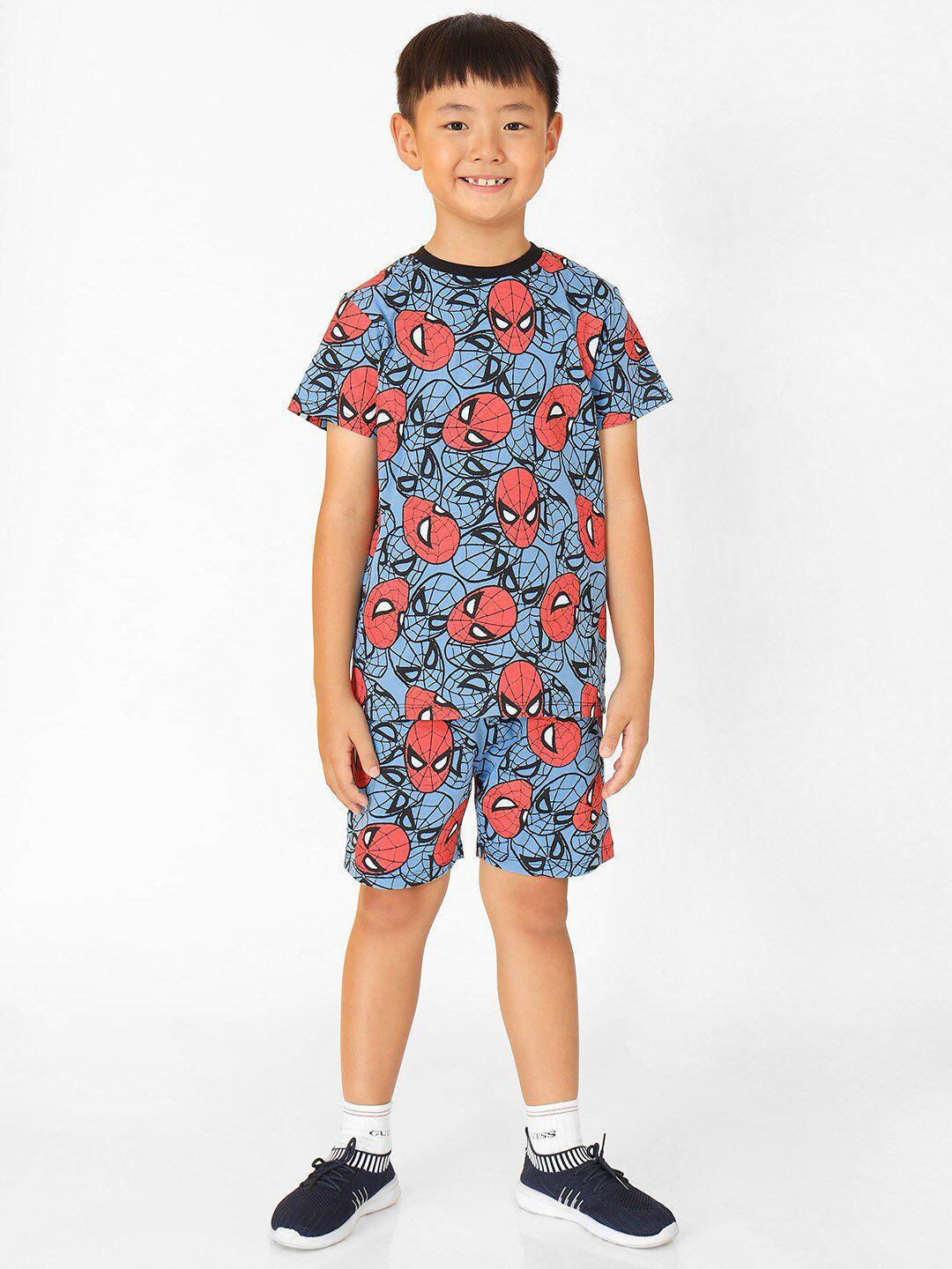 bonkids boys printed pure cotton t-shirt with shorts