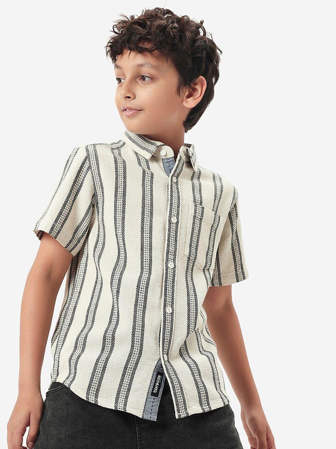 bonkids boys striped cotton casual shirt