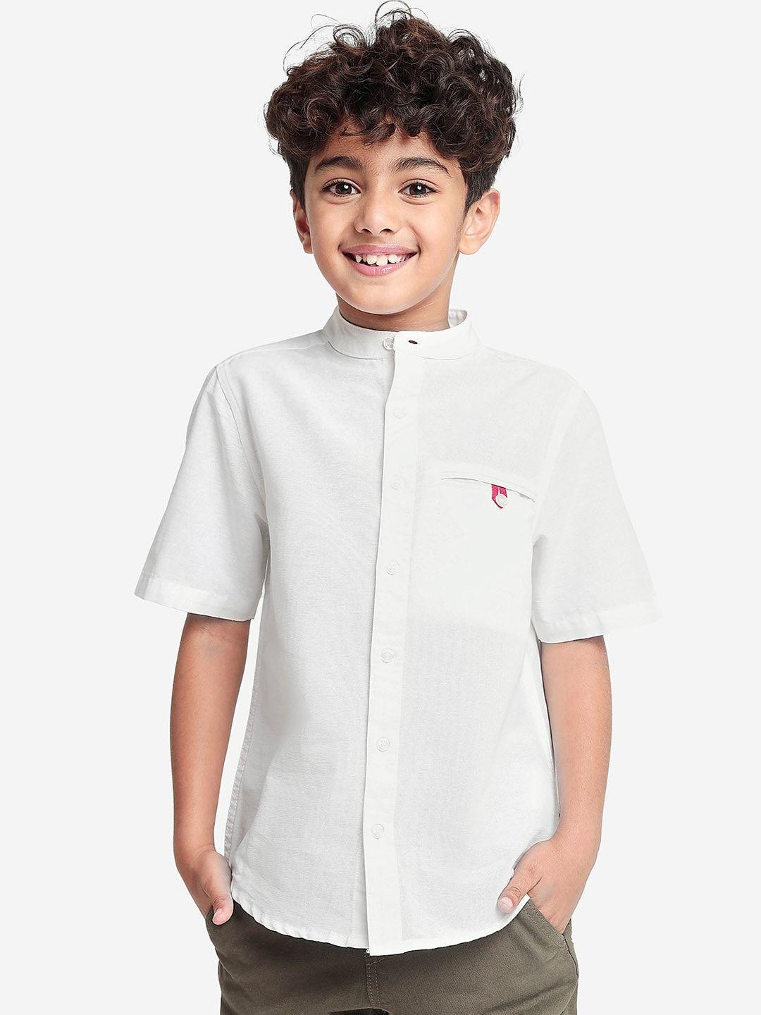 bonkids boys white standard opaque casual shirt