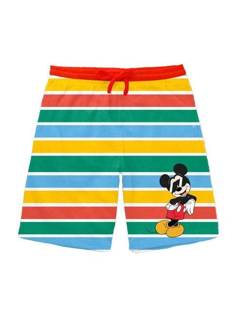 bonkids kids multicolor cotton striped mickey shorts