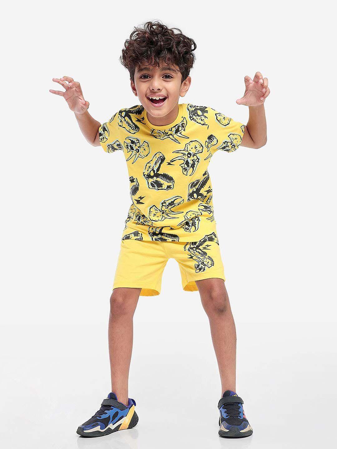 bonkids printed cotton t-shirt with shorts