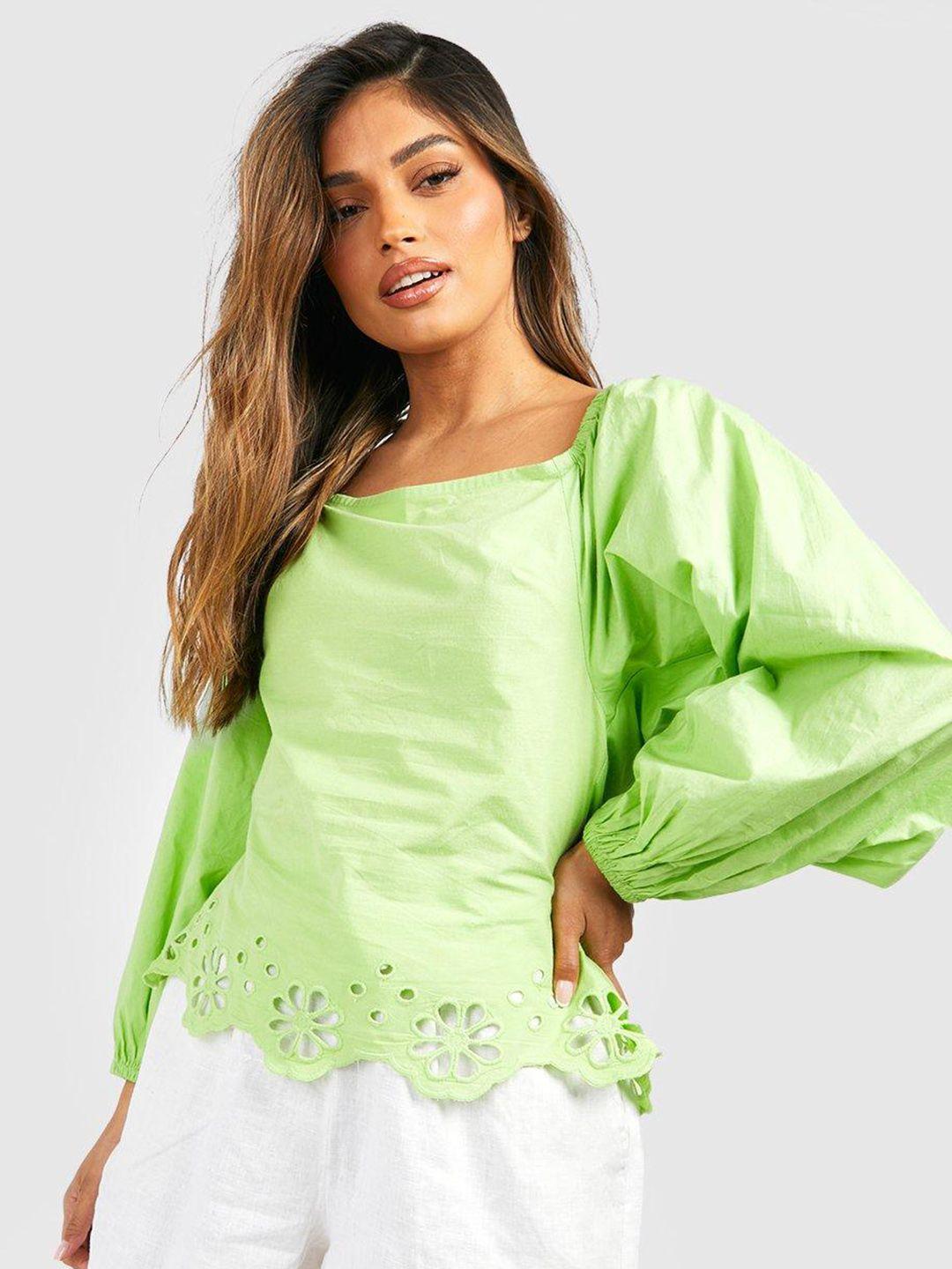 boohoo flared sleeves lace-up styled back top
