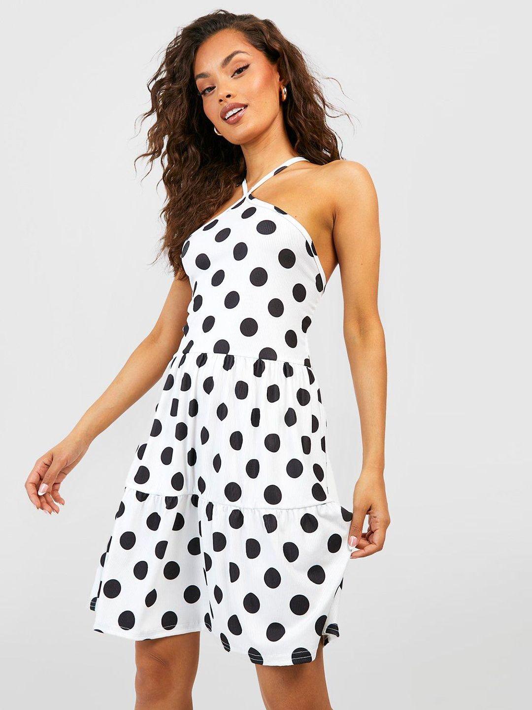 boohoo polka dot print a-line dress