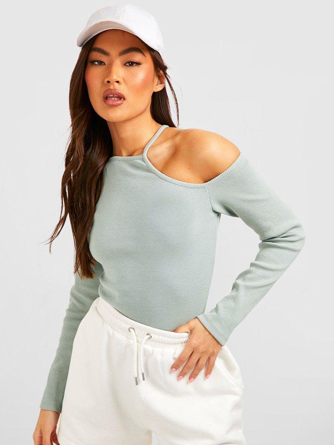 boohoo ribbed cut-out detail bodysuit