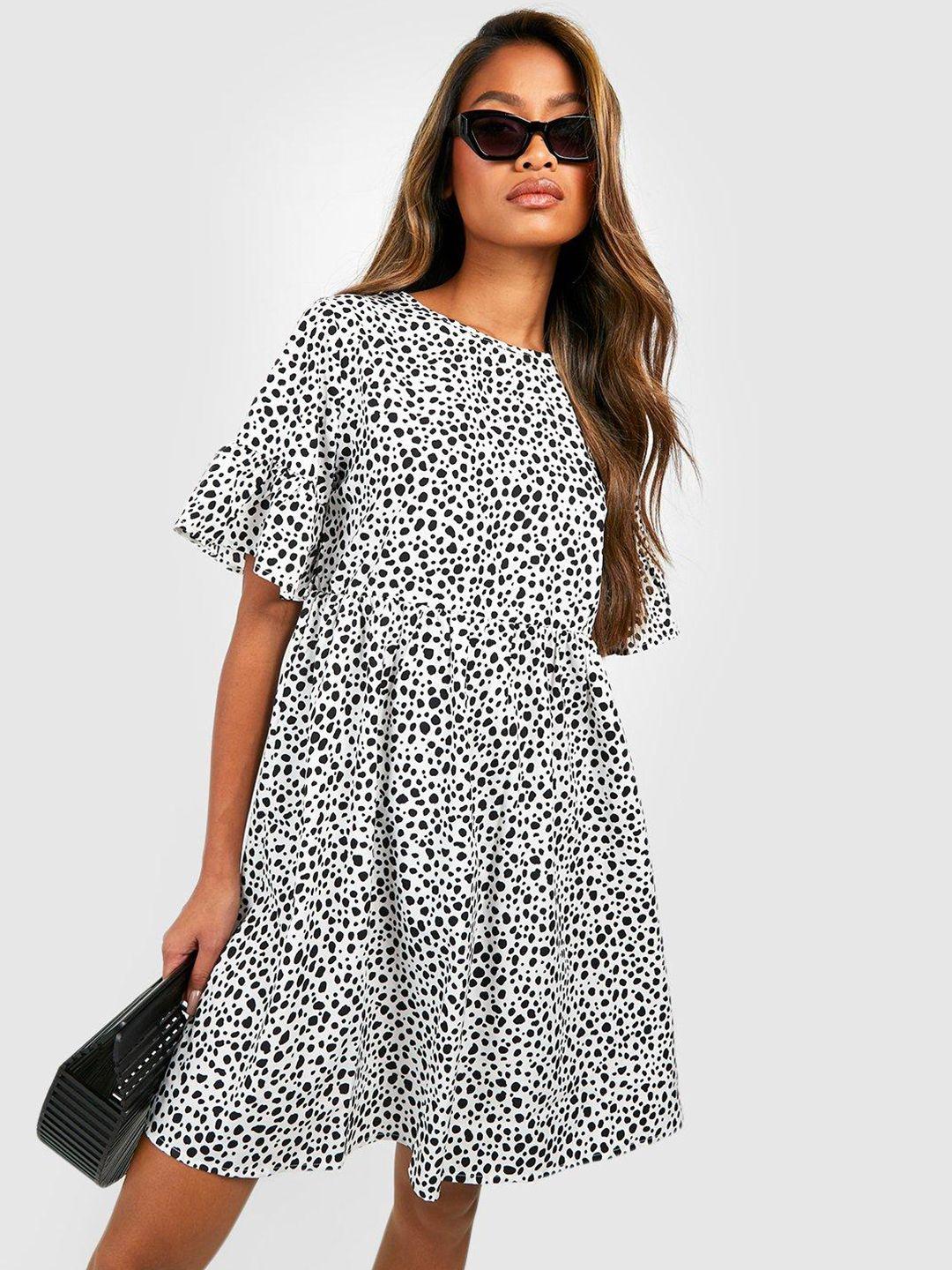 boohoo abstract printed a-line dress