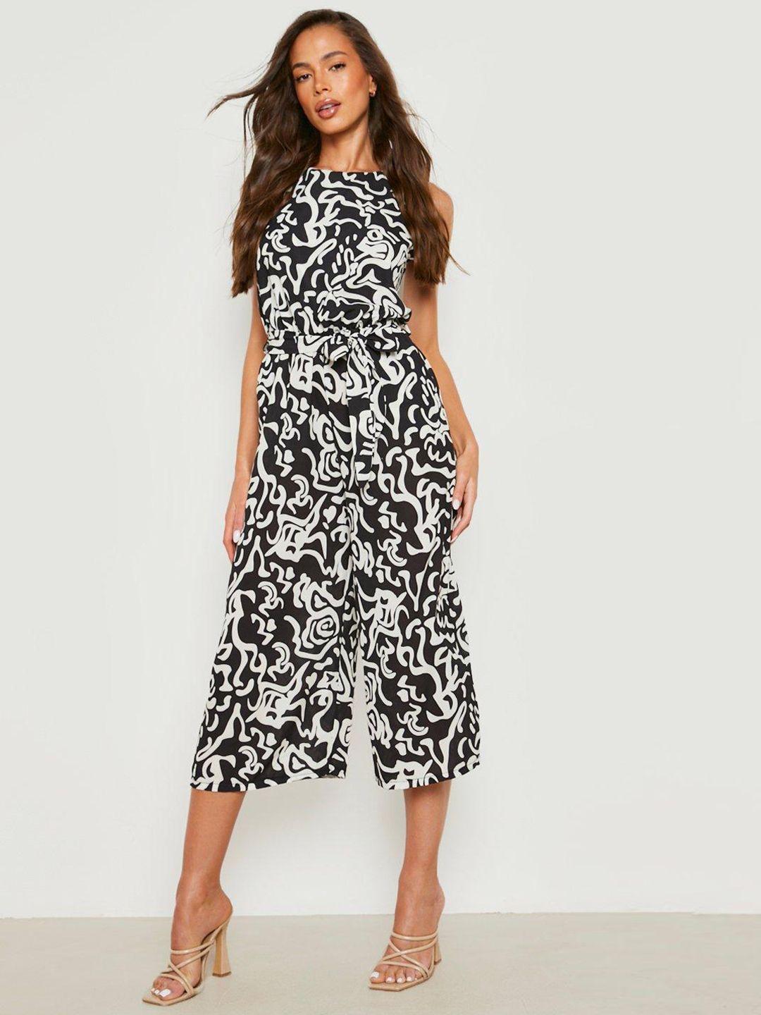 boohoo abstract printed culotte jumpsuit