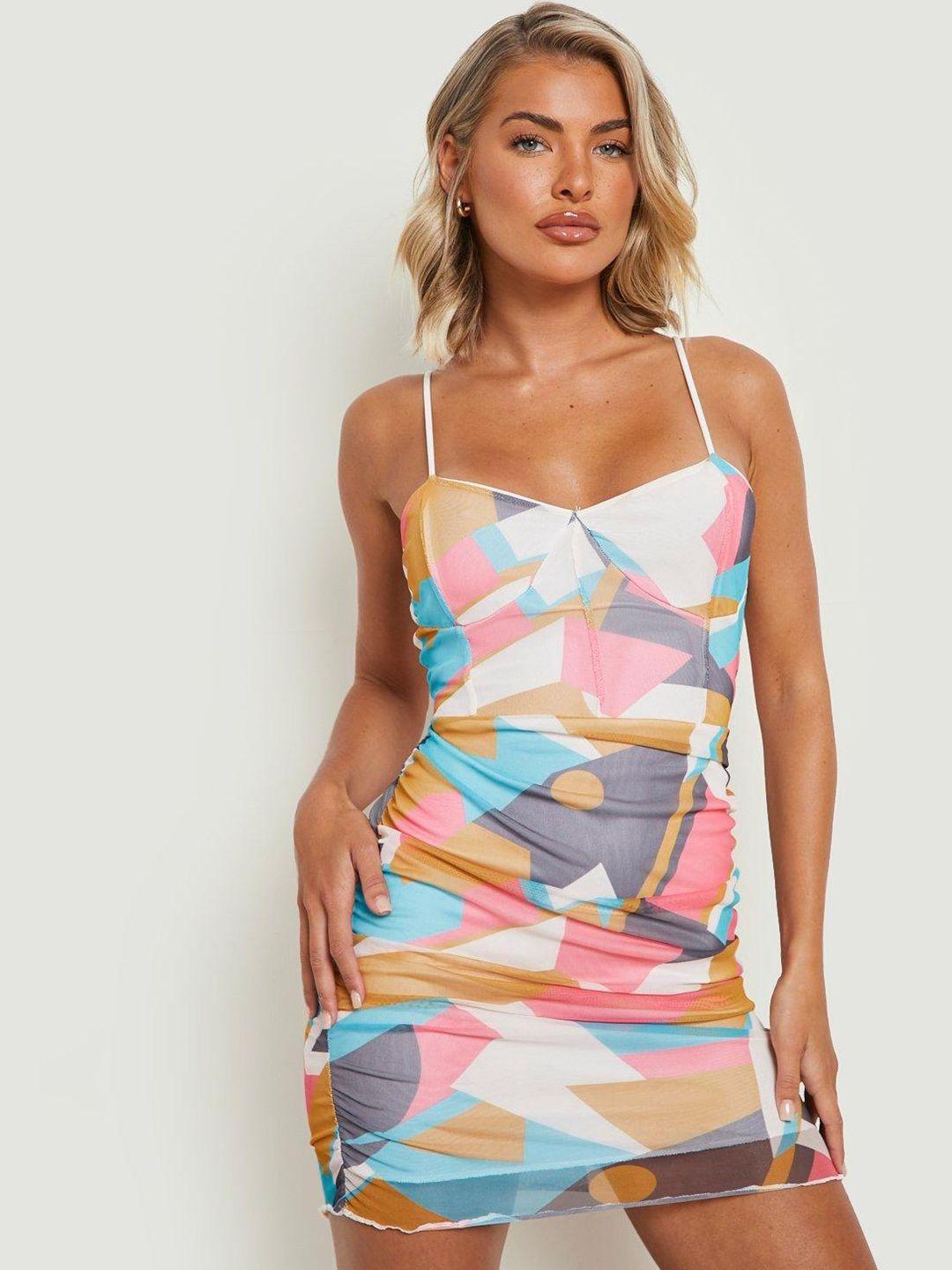 boohoo abstract printed sheath dress