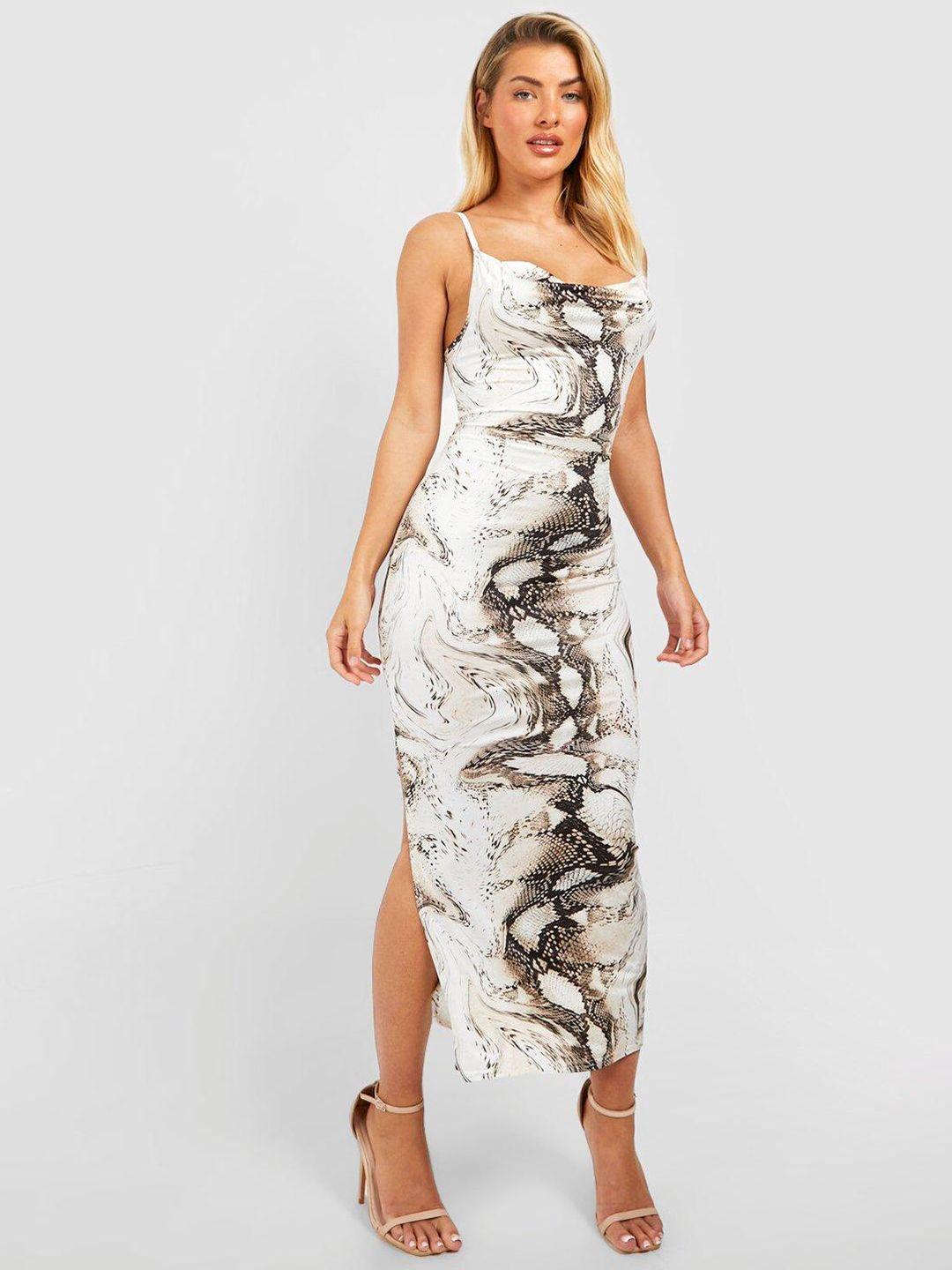 boohoo animal print sheath midi dress