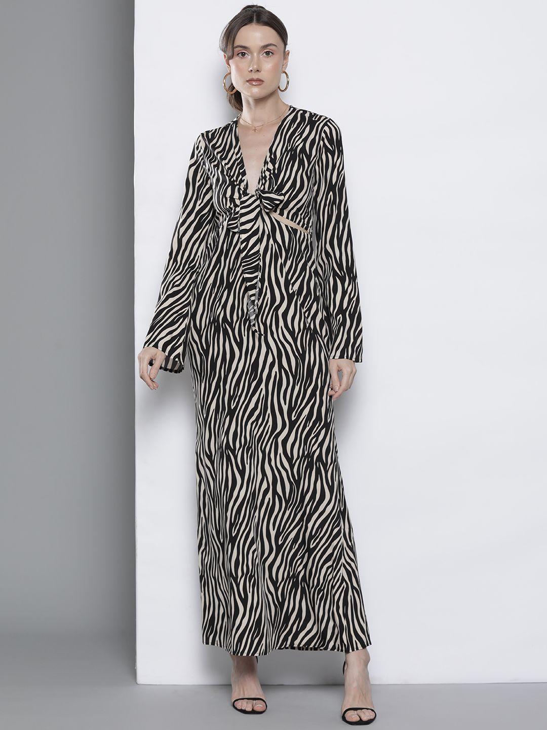 boohoo animal print tie front maxi dress