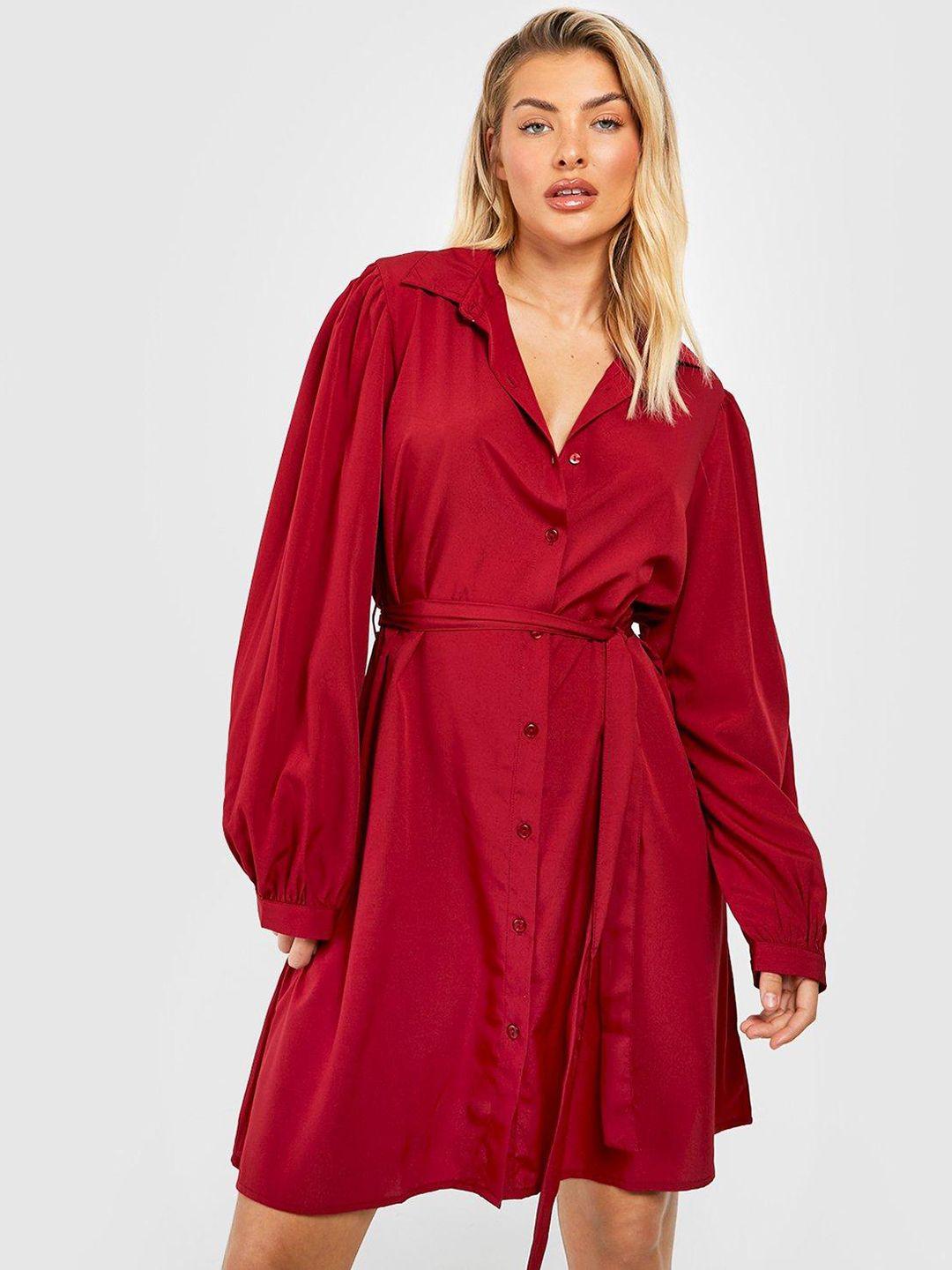 boohoo belted shirt dress