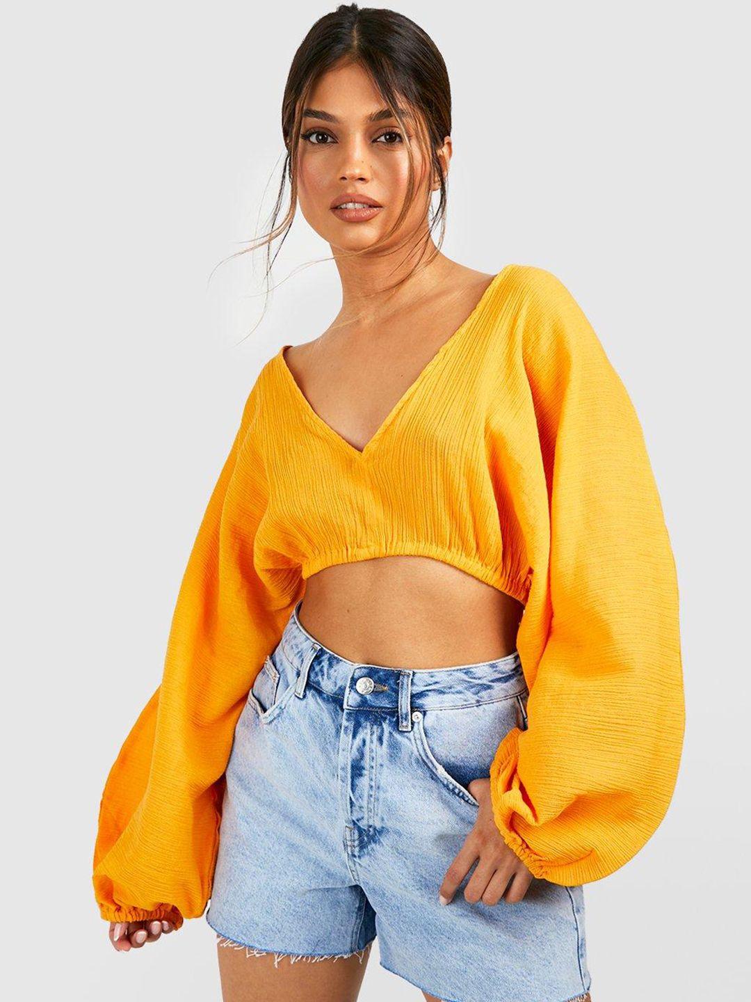 boohoo bishop sleeves crop top