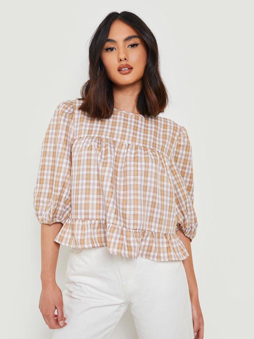 boohoo checked styled back top