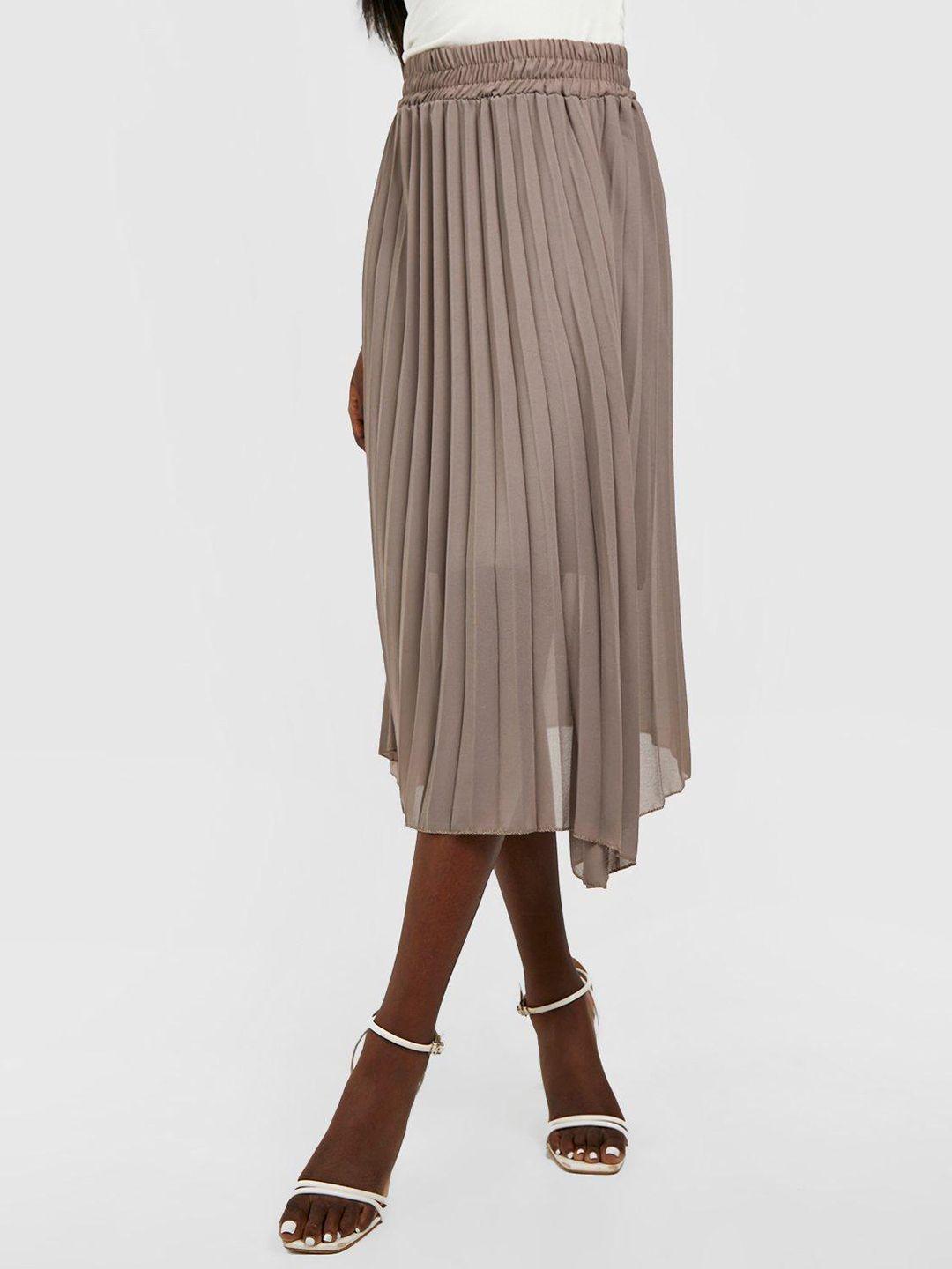 boohoo chiffon accordion pleated flared midi skirt