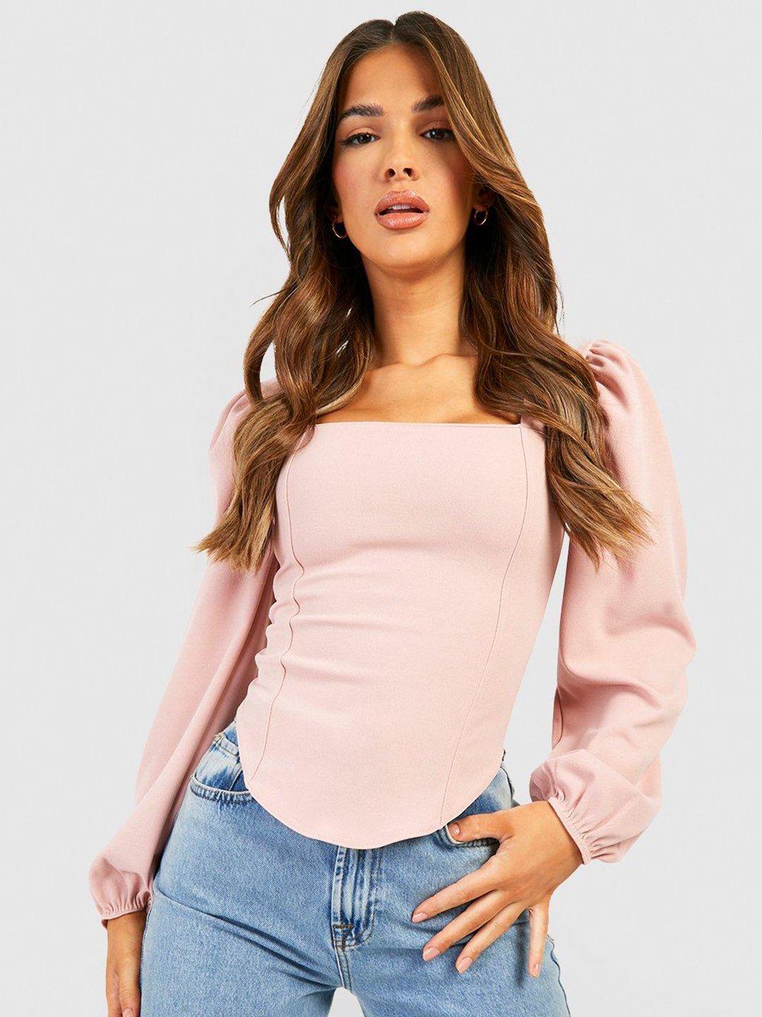 boohoo corset puff sleeve top