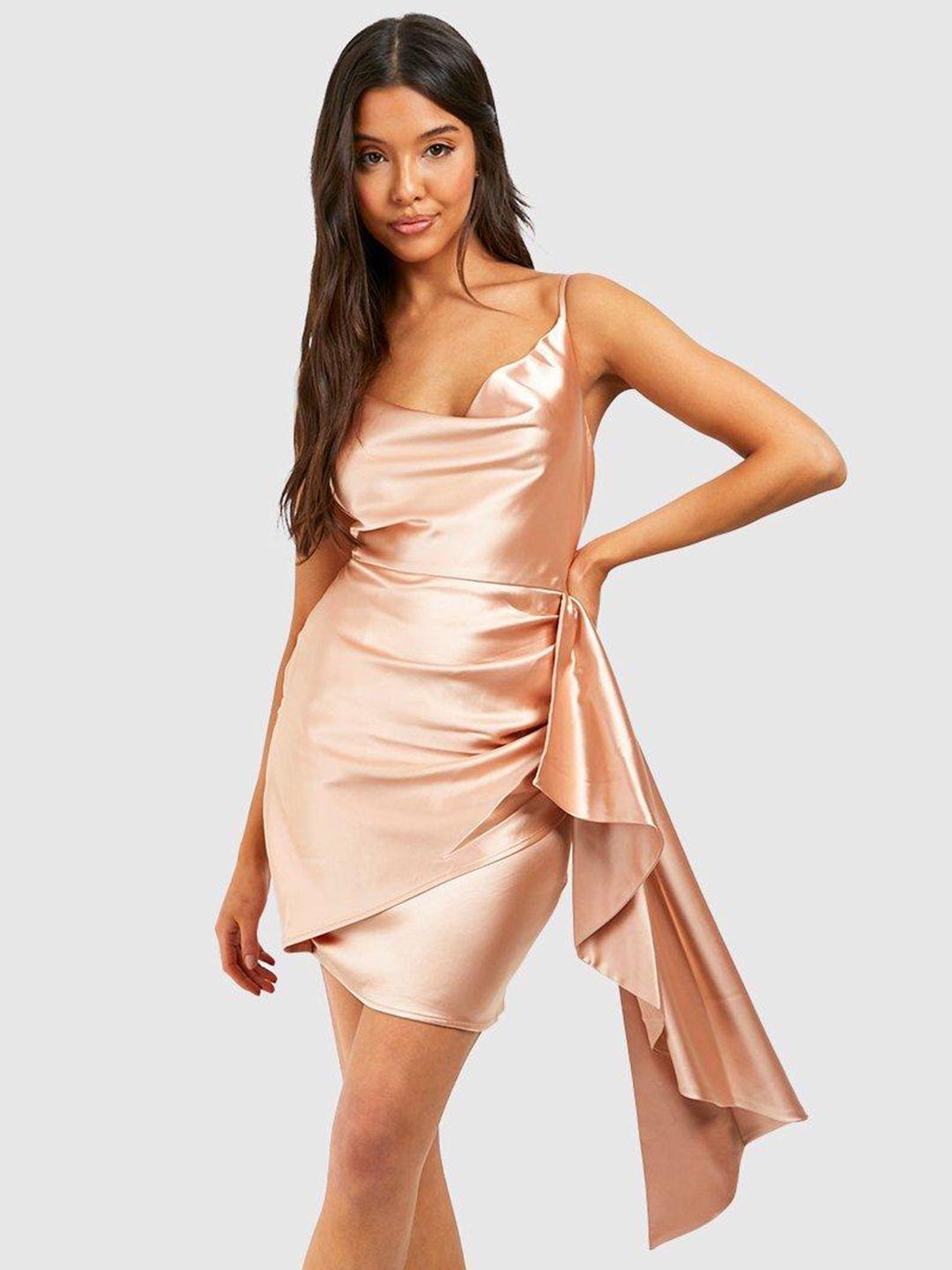 boohoo cowl neck satin bodycon mini dress