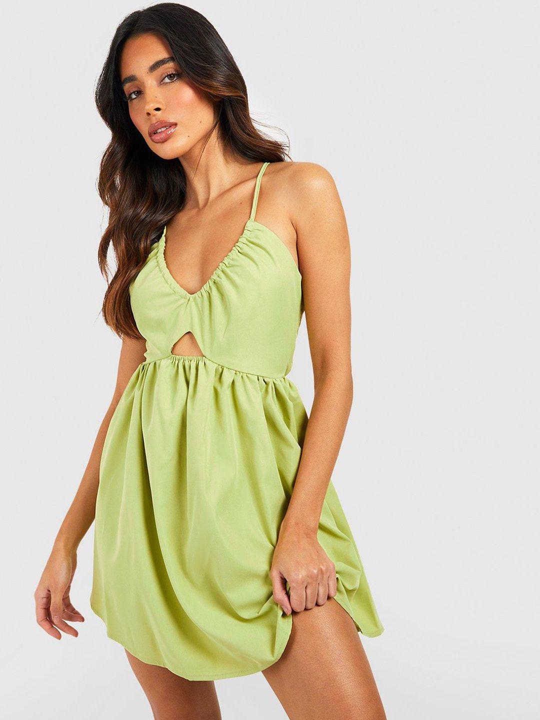 boohoo cut-out detail fit & flare mini dress