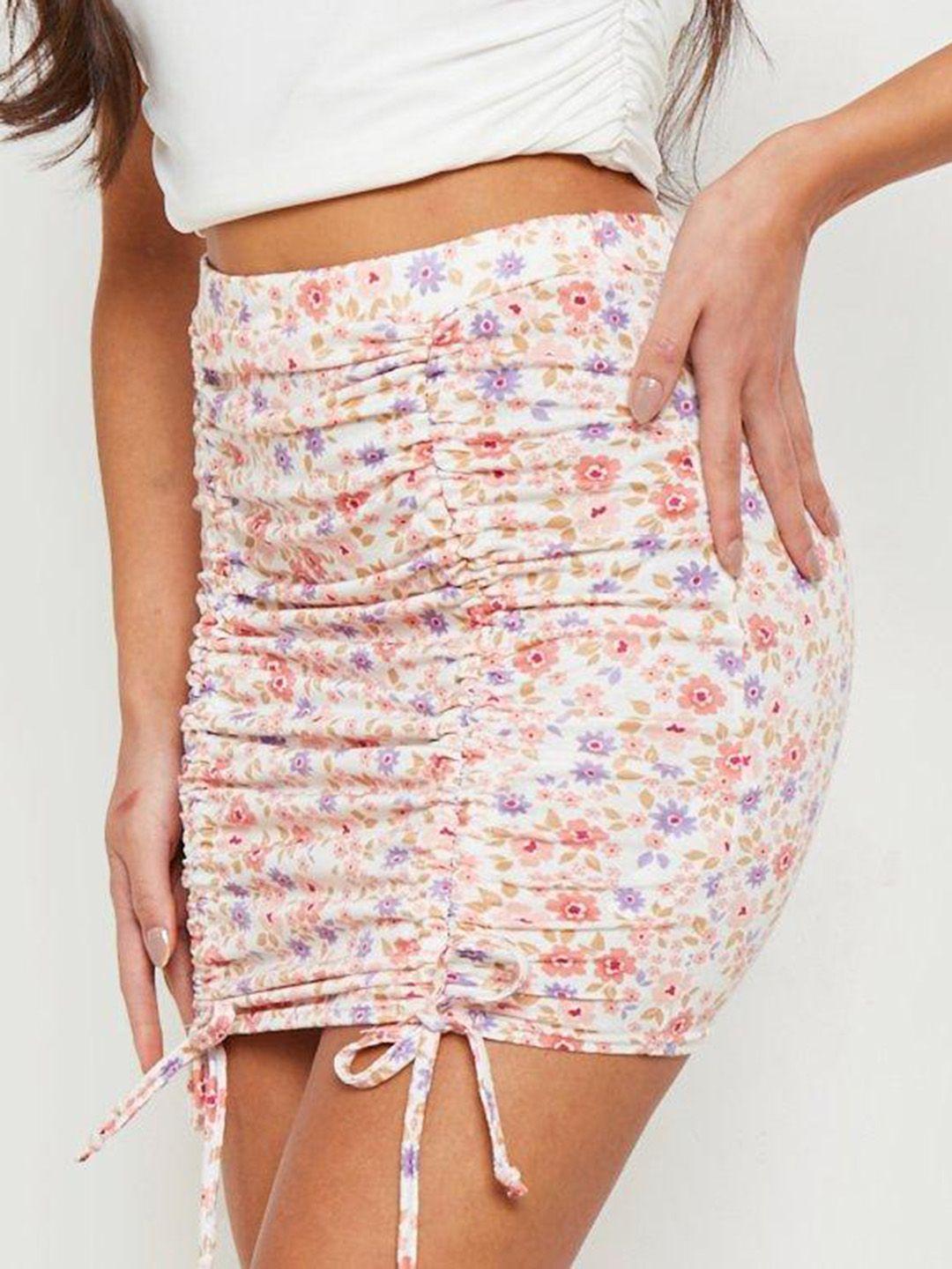 boohoo ditsy floral ruched front mini skirt