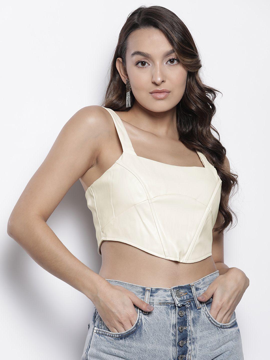 boohoo faux leather fitted crop top