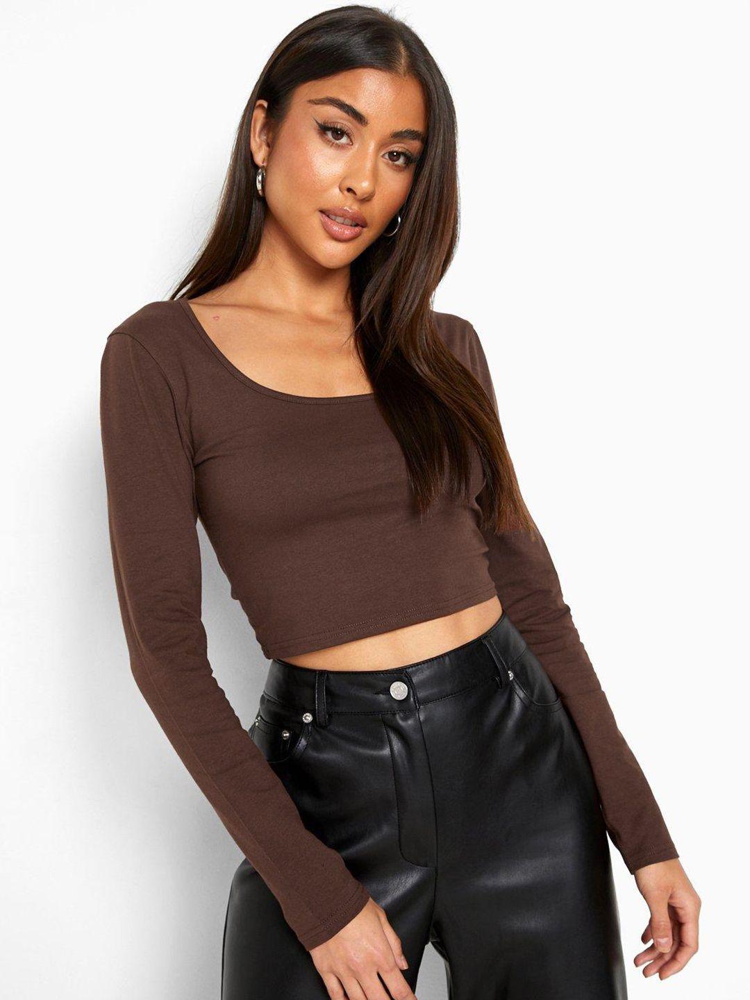 boohoo fitted scoop neck crop top