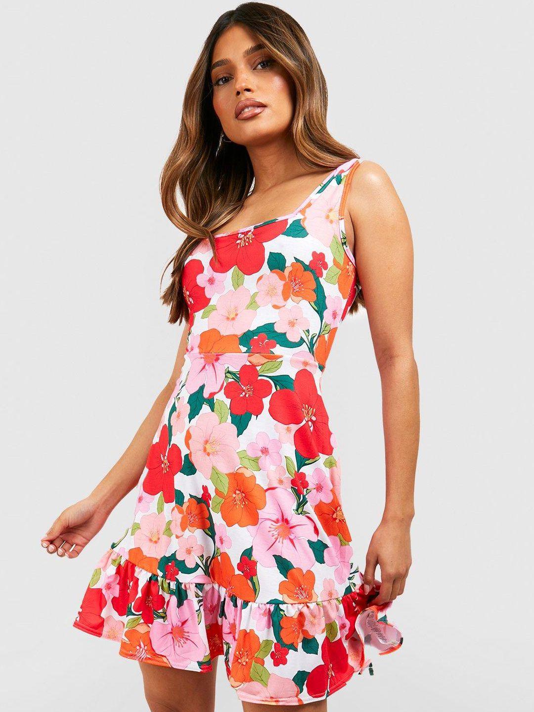 boohoo floral print a-line dress