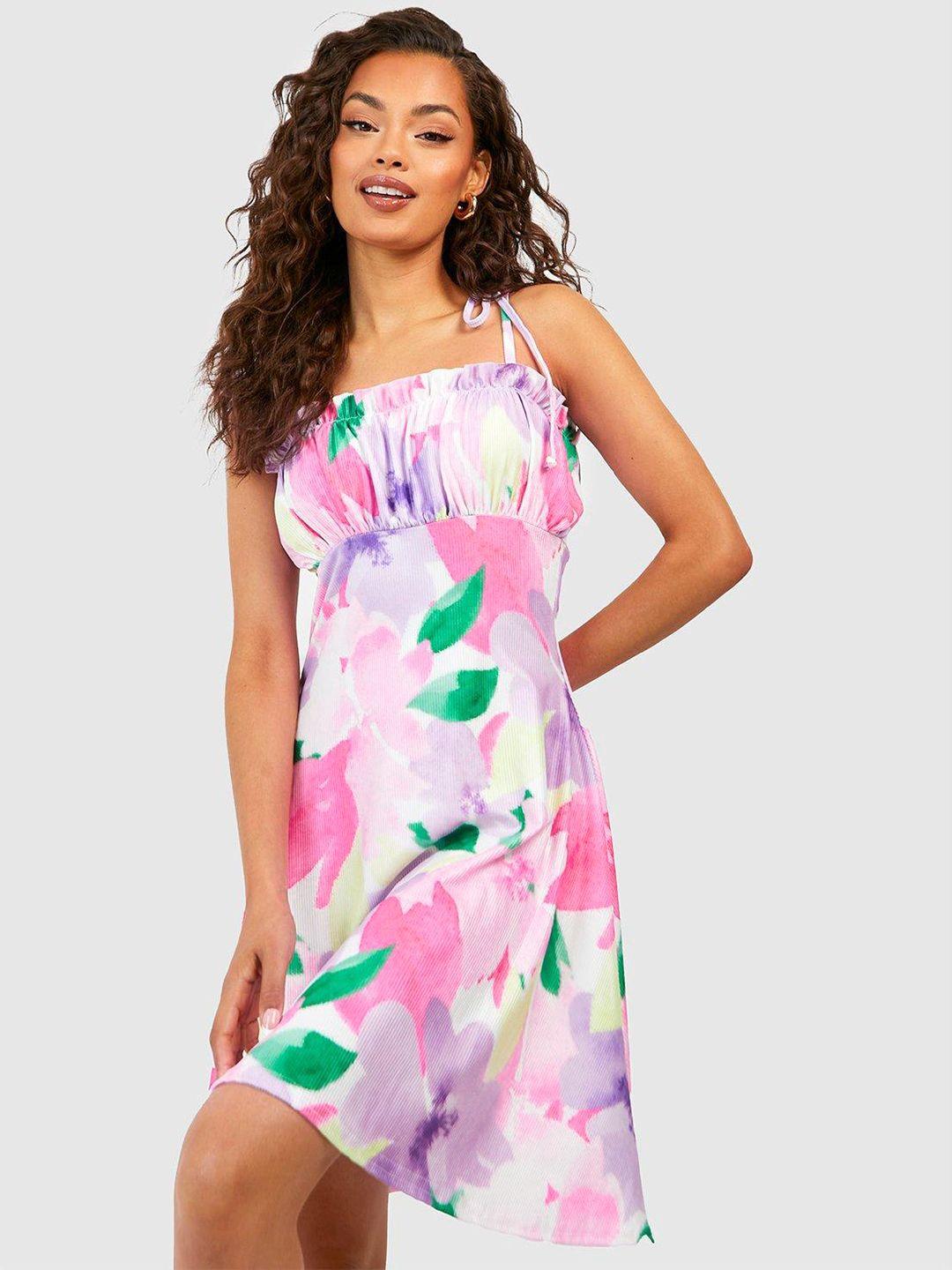 boohoo floral print a-line dress