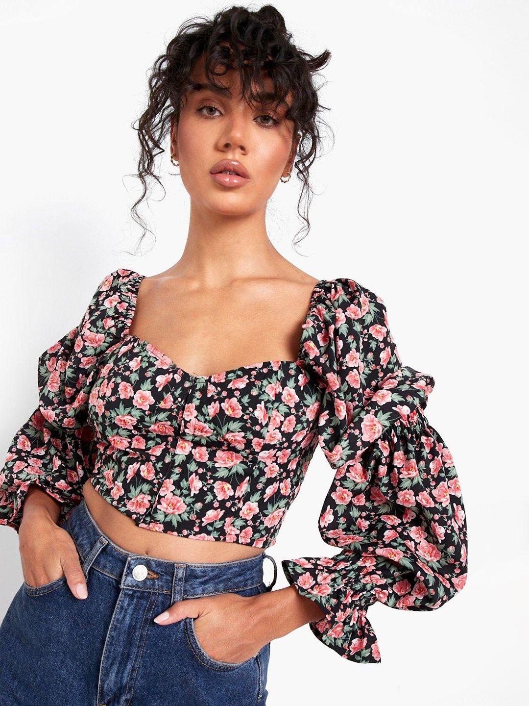 boohoo floral print crop top