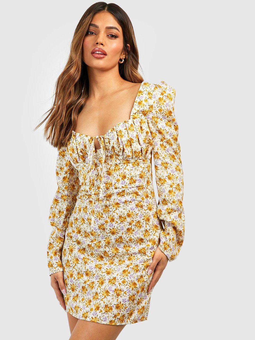 boohoo floral print sheath mini dress