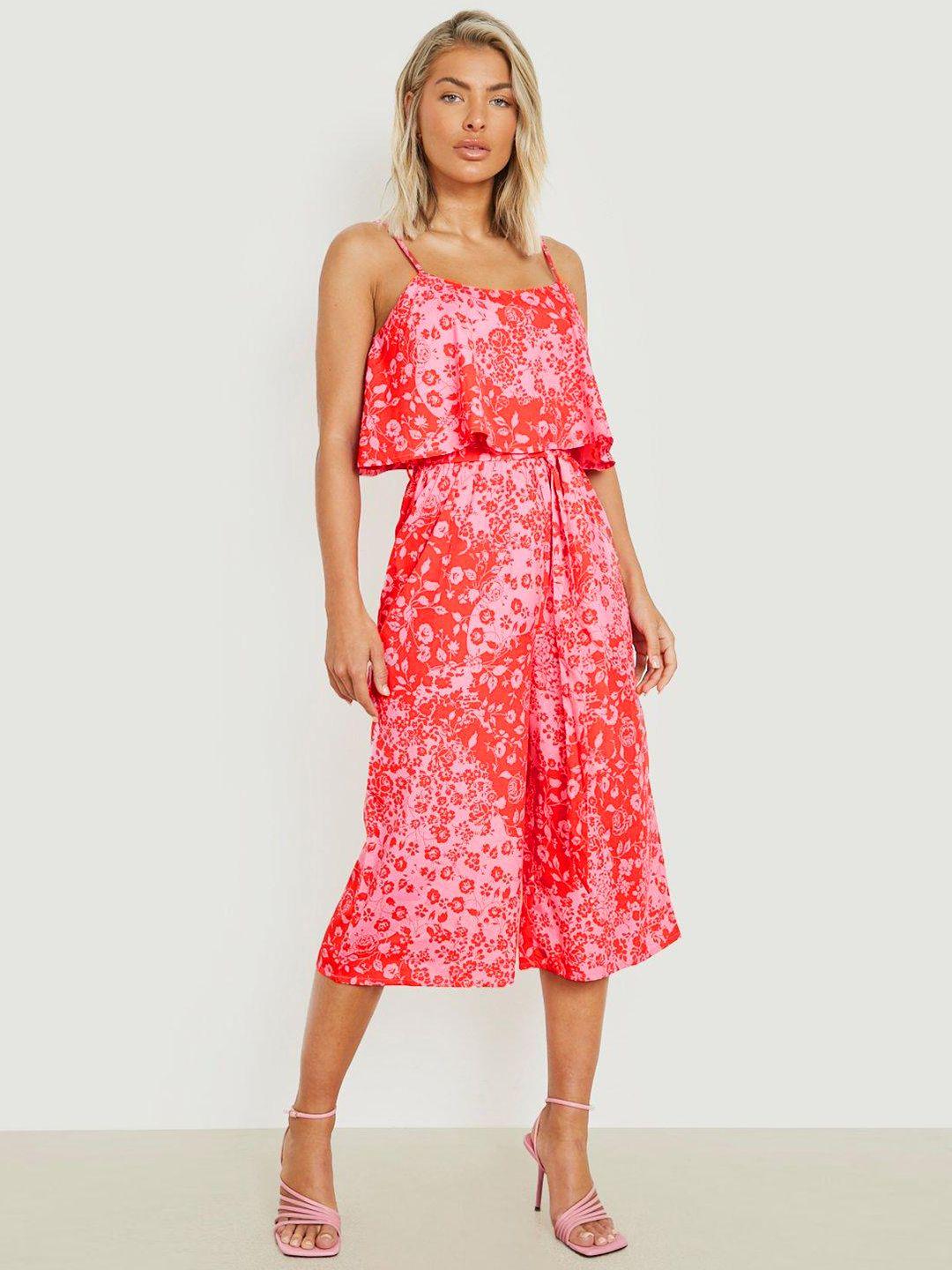 boohoo floral printed culotte jumpsuit