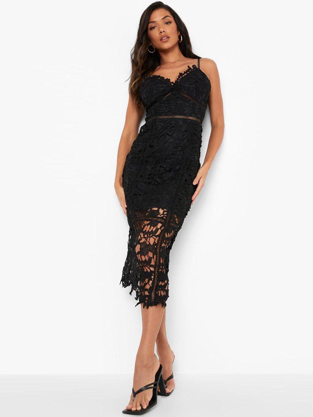 boohoo lace sheath midi dress