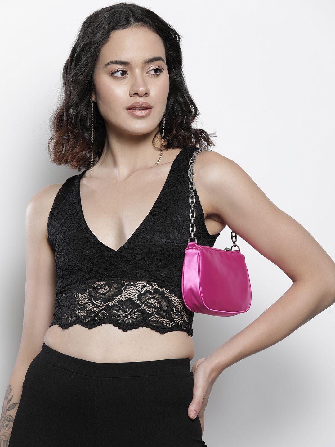 boohoo lace wrap front crop top