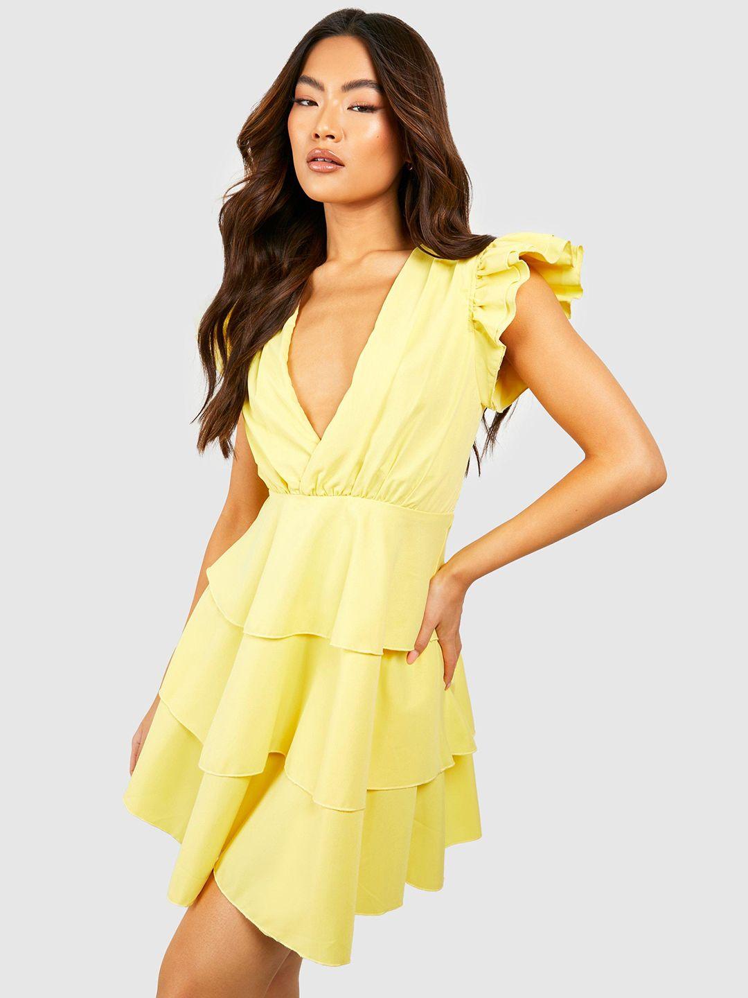 boohoo layered pure cotton a-line mini dress