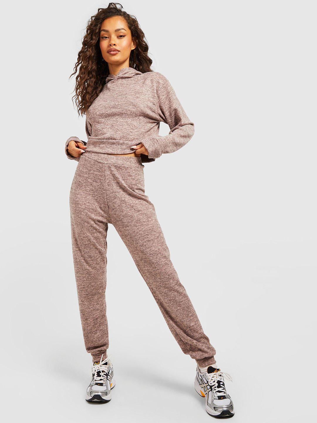 boohoo melange effect hooded sweatshirt & joggers