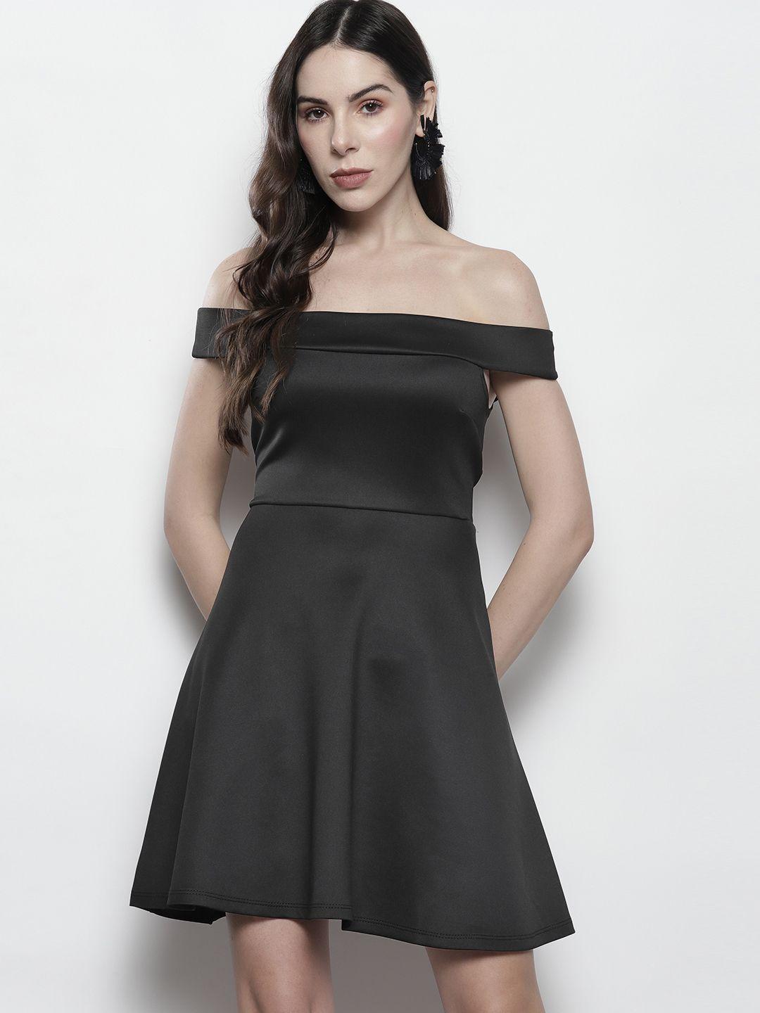 boohoo off-shoulder a-line dress