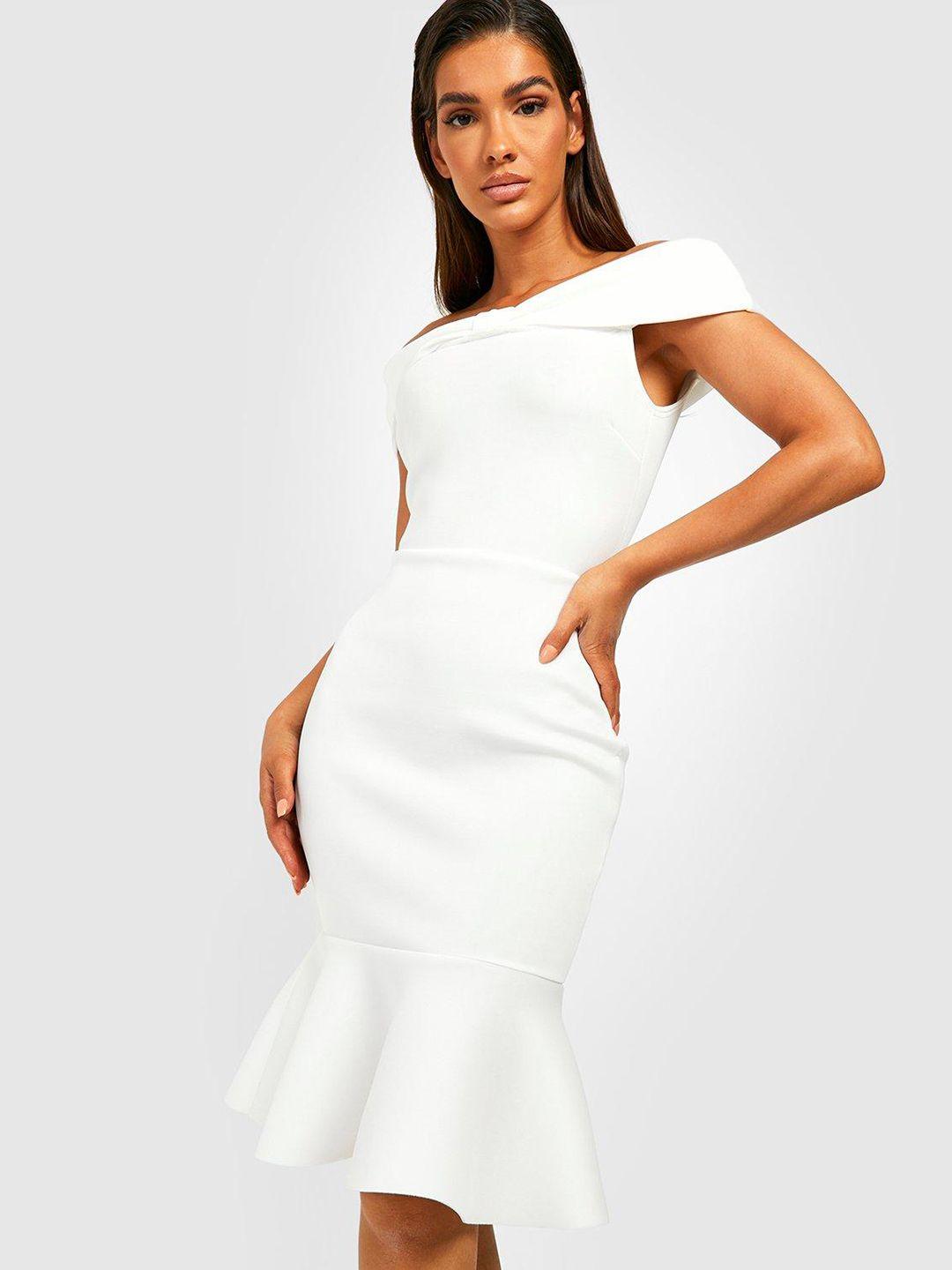 boohoo off-shoulder bodycon dress