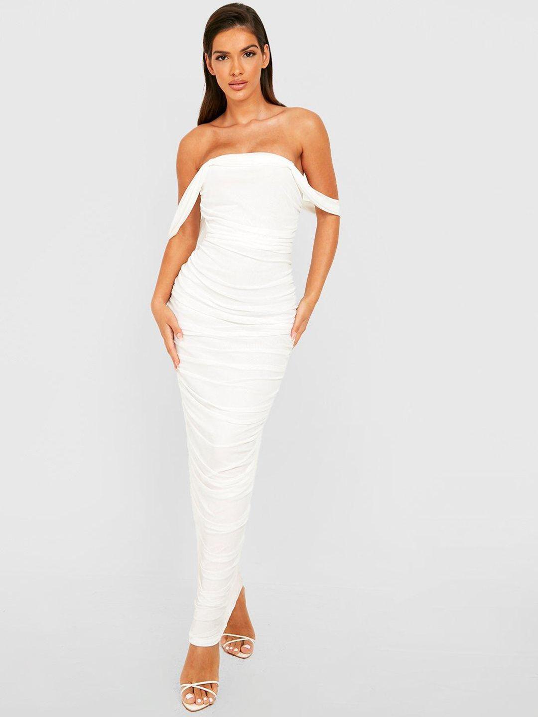 boohoo off-shoulder bodycon maxi dress