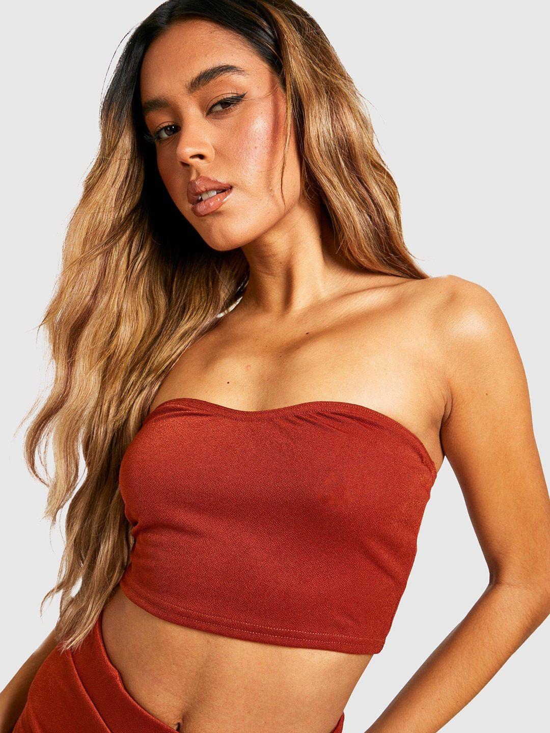 boohoo off-shoulder bralette crop top