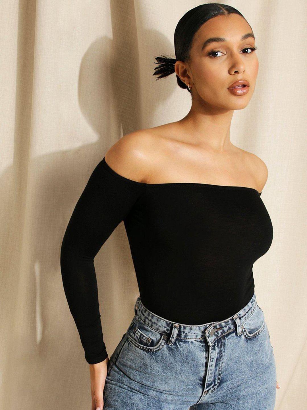 boohoo off-shoulder long sleeves bodysuit