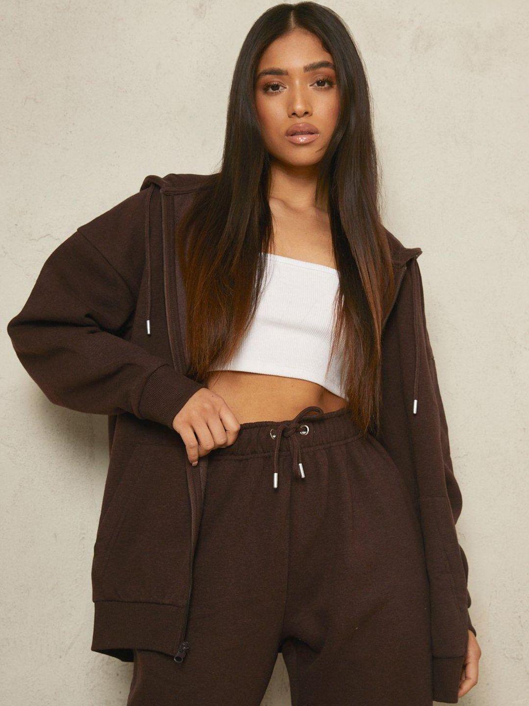 boohoo open front hooded sweatshirt