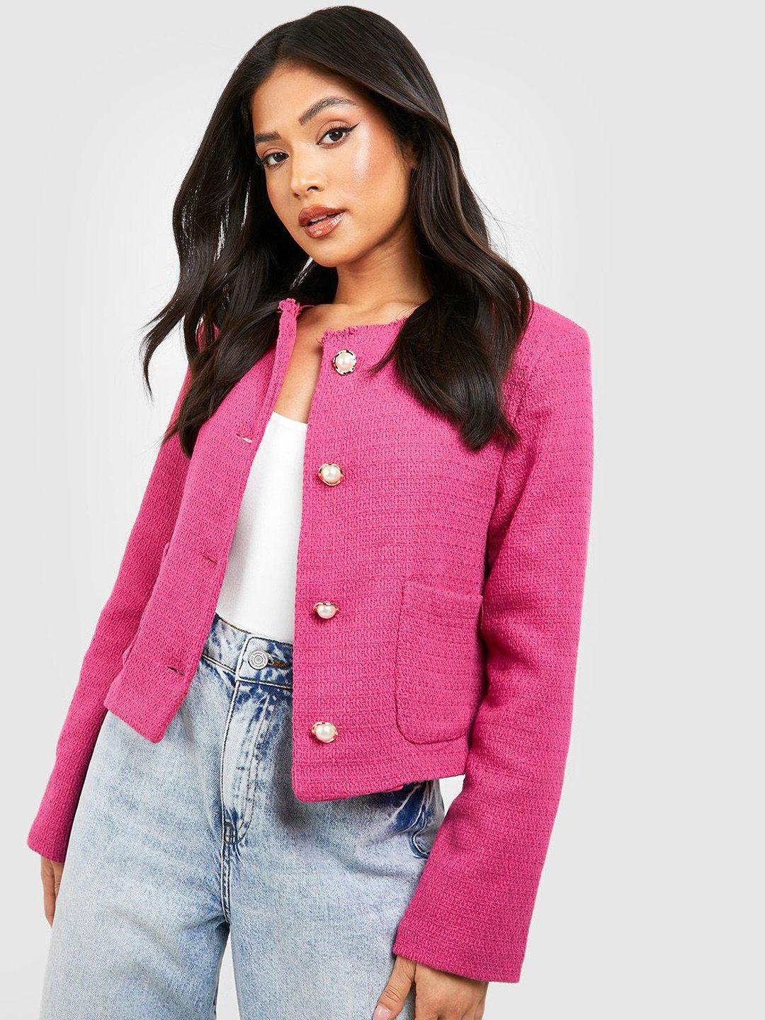 boohoo petite pocket detail boucle jacket