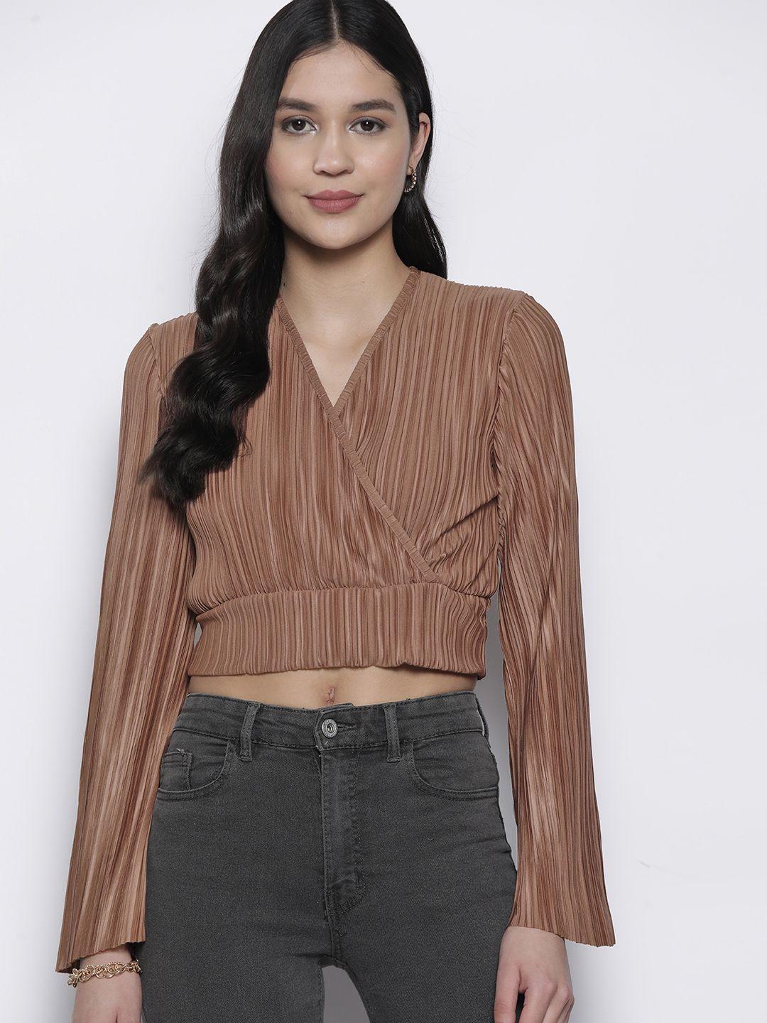 boohoo plisse wrap crop top